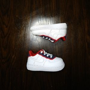 Nike Air Force White Red Blue Trainers
